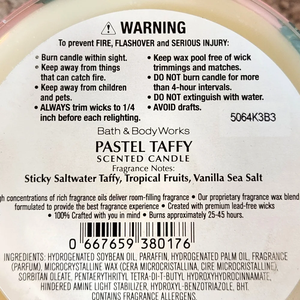 Bath & Body Works Pastel Taffy 3-Wick Candle